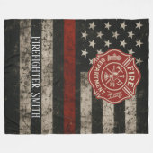 Custom Firefighter Thin Red Line Blanket フリースブランケット (正面(横))