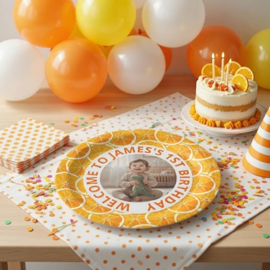 Custom First Birthday Paper Plates with Photo ペーパープレート