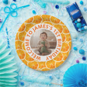 Custom First Birthday Paper Plates with Photo ペーパープレート (パーティー)