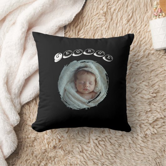 Custom First Birthday Photo Design with Baby Name クッション (ブランケット)