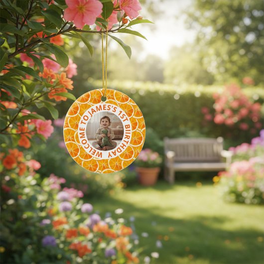Custom First Birthday Round Ceramic Ornament  セラミックオーナメント