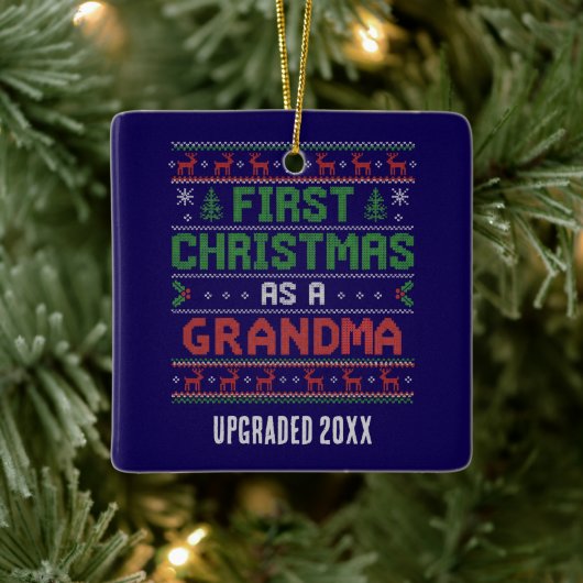Custom FIRST CHRISTMAS AS GRANDMA セラミックオーナメント (ツリー)