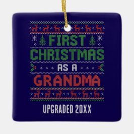 Custom FIRST CHRISTMAS AS GRANDMA セラミックオーナメント
