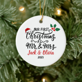 Custom First Christmas as Mr. & Mrs. Ornament セラミックオーナメント