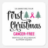 Custom FIRST CHRISTMAS Breast Cancer Free スクエアシール (正面)