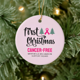 Custom FIRST CHRISTMAS Breast Cancer Free  セラミックオーナメント