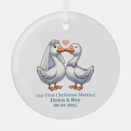 Custom first Christmas Married, personalized gift, ガラスオーナメント
