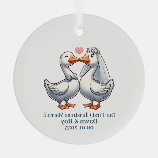 Custom first Christmas Married, personalized gift, ガラスオーナメント (裏面)