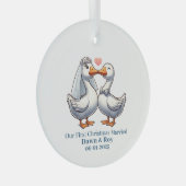 Custom first Christmas Married, personalized gift, ガラスオーナメント (正面右)