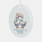 Custom first Christmas Married, personalized gift, ガラスオーナメント (正面左)
