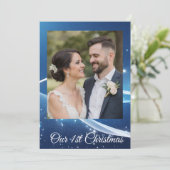 Custom First Christmas Photo Card for Couples シーズンカード (スタンド正面)
