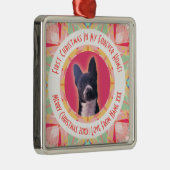 Custom First Christmas Star Modern Winter Red Pink メタルオーナメント (右)