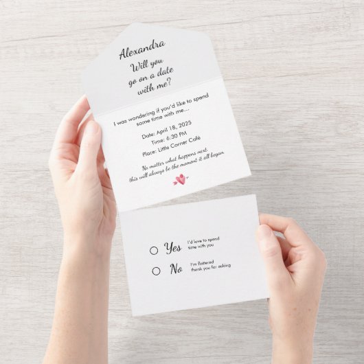 Custom First Date Proposal Tear Off オールインワン招待状 (貼ってはがせる)