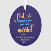 Custom FIRST HANUKKAH MARRIED Hebrew オーナメント (正面)