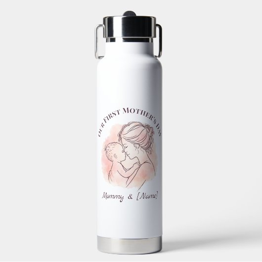 Custom First Mother’s Day Water Bottle for New Mom ウォーターボトル (正面)
