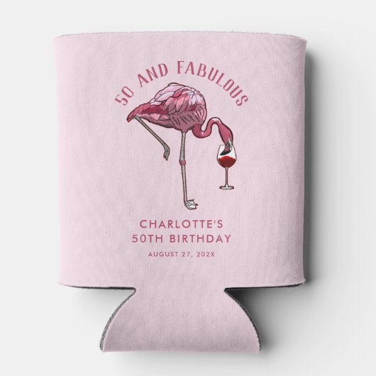 Custom Flamingo 50th Birthday 50 and Fabulous 缶クーラー (裏面)