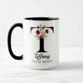 Custom Floral Alphabet Mug Gift for Bride Squad マグカップ (左)