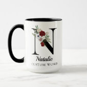 Custom Floral Alphabet Mug Gift for Coworkers マグカップ (左)