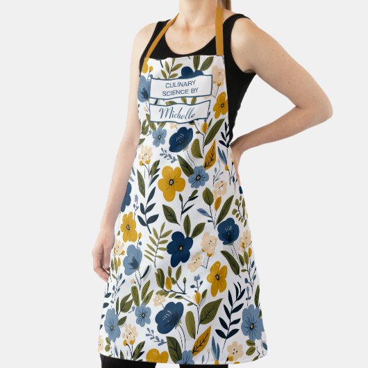 Custom Floral Apron – Culinary Science by [Name] エプロン (インサイチュ)
