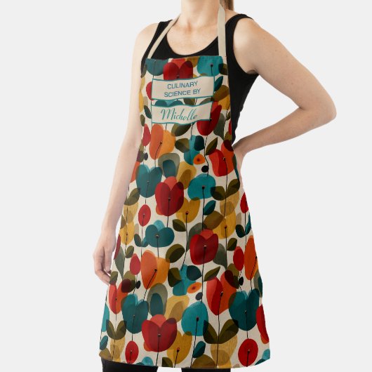 Custom Floral Apron – Culinary Science by [Name] エプロン (インサイチュ)