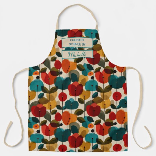 Custom Floral Apron – Culinary Science by [Name] エプロン (正面)