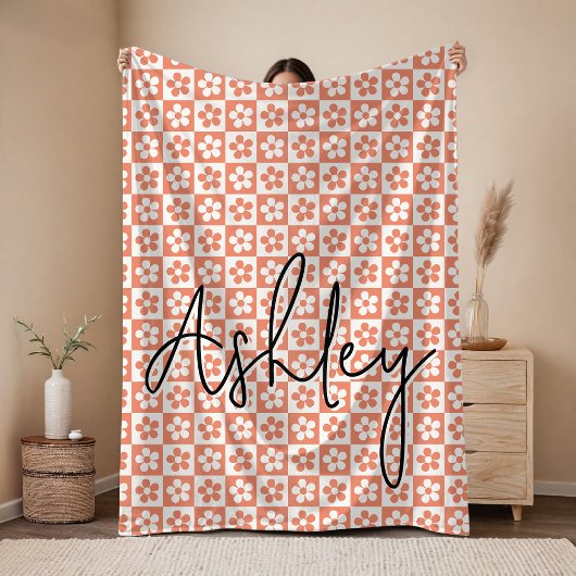 Custom Floral Blanket Gift for Her, Mom, or Family フリースブランケット
