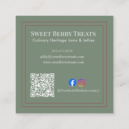 Custom Floral Business "Thank You" Insert Card スクエア名刺 (裏面)