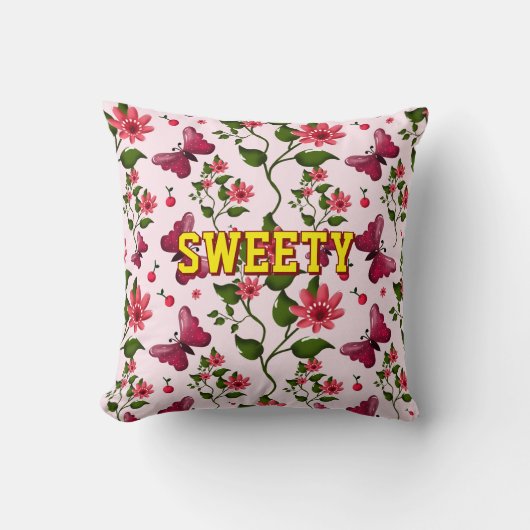 Custom floral butterfly pattern  クッション (正面)