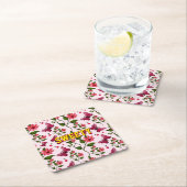 Custom floral butterfly pattern  スクエアペーパーコースター (インサイチュ)
