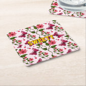 Custom floral butterfly pattern  スクエアペーパーコースター (アングル)