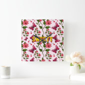 Custom floral butterfly pattern  スクエア壁時計 (ホーム)