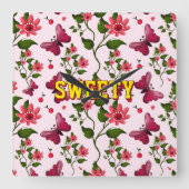Custom floral butterfly pattern  スクエア壁時計 (正面)