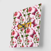 Custom floral butterfly pattern  スクエア壁時計 (傾斜)