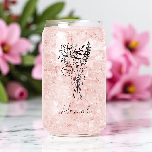 Custom Floral Can Glass For Bridesmaid ガラス缶