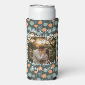 Custom Floral Doodle Photo Engagement  スリム缶クーラー (Seltzer正面)