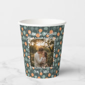 Custom Floral Doodle Photo Engagement  紙コップ (正面)