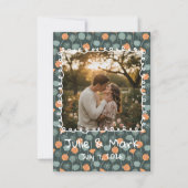 Custom Floral Doodle Photo Engagement Thank You  サンキューカード (正面)