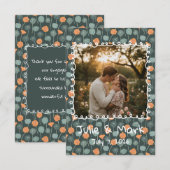 Custom Floral Doodle Photo Engagement Thank You  サンキューカード (正面/裏面)