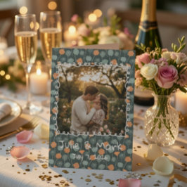 Custom Floral Doodle Photo Engagement Thank You  サンキューカード