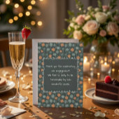 Custom Floral Doodle Photo Engagement Thank You  サンキューカード