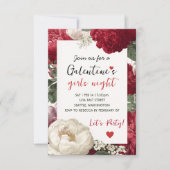 Custom Floral Galentine Girls Night Invitation 出欠カード (正面)