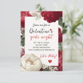 Custom Floral Galentine Girls Night Invitation 出欠カード (スタンド正面)