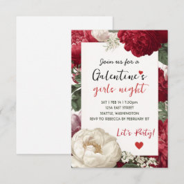 Custom Floral Galentine Girls Night Invitation 出欠カード