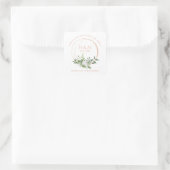 Custom Floral Garland White Pink Wedding Sanitizer スクエアシール (バッグ)