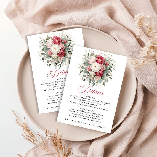 Custom Floral Greenery Wedding Details エンクロージャーカード