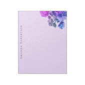 Custom Floral Lavender Watercolor Pink Blue Flower ノートパッド (回転)
