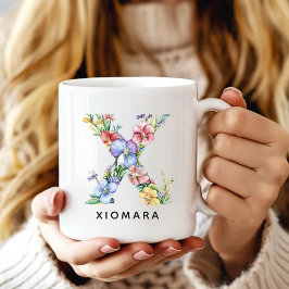 Custom Floral Letter Mug Graduation Gift for Her コーヒーマグカップ