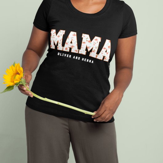 Custom Floral Mama with Kids’ Names Tシャツ