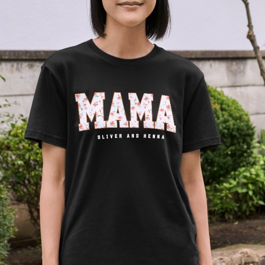 Custom Floral Mama with Kids’ Names Tシャツ