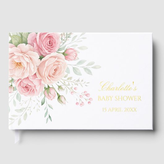 Custom Floral Memory Guest Book Keepsake ゲストブック (正面)